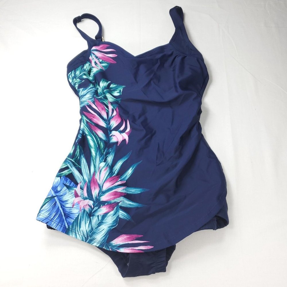 Elemar One Piece Swimsuit Women Size 6 Blue Tummy Control Front Cover